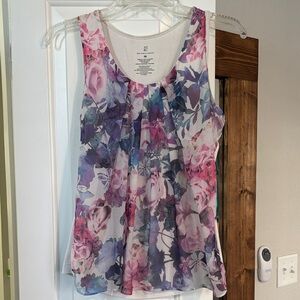New York & Company Floral Tank Top - Pink and Purple